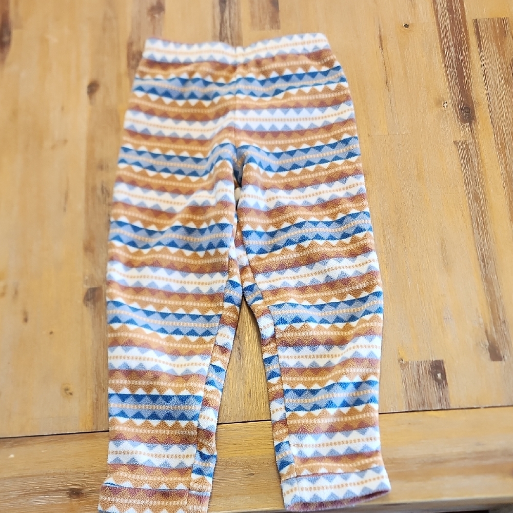 Patagonia Kids 4T Fleece Leggings with Brown and Blue Pattern